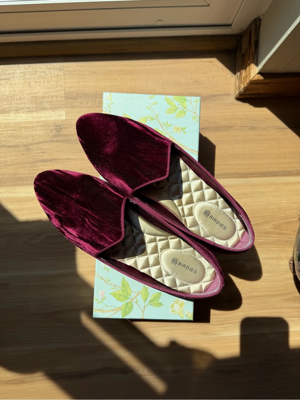 Birdies Velvet Loafers in Burgundy